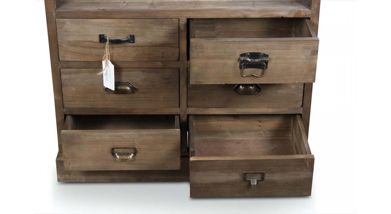 Buffet Vaisselier Rangement Holz 6 Schubladen 78x34x168cm