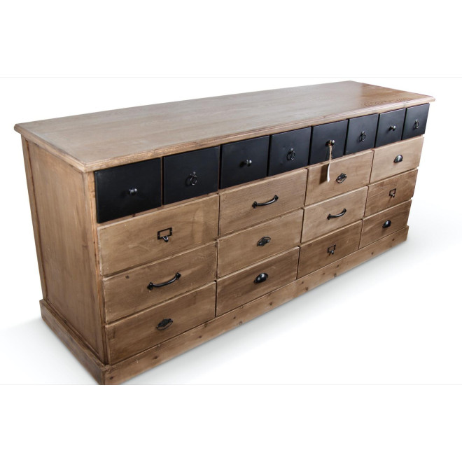 Wochenmöbel Chiffonnier Grainetier Holz 13 Schubladen Braun 199x55x85cm