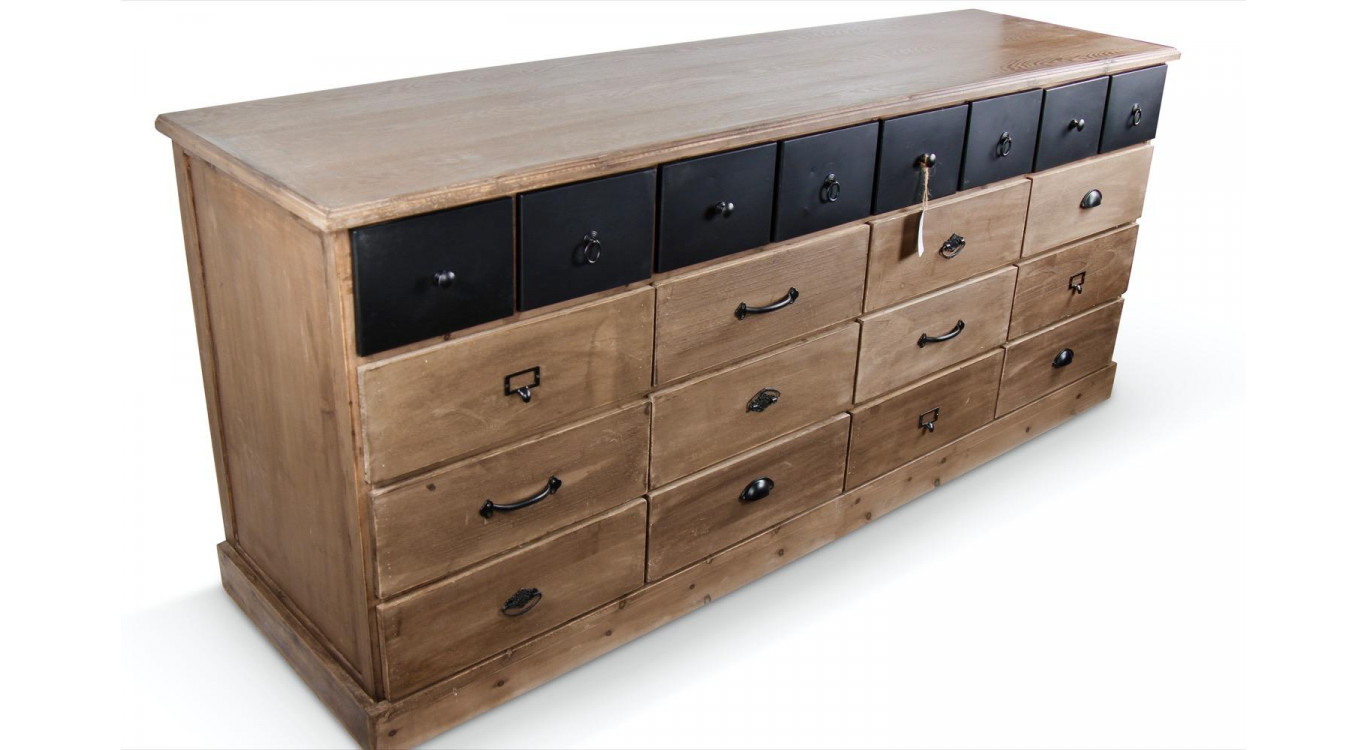 Wochenmöbel Chiffonnier Grainetier Holz 13 Schubladen Braun 199x55x85cm