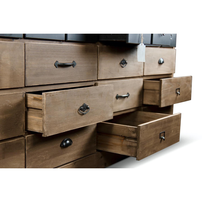 Wochenmöbel Chiffonnier Grainetier Holz 13 Schubladen Braun 199x55x85cm