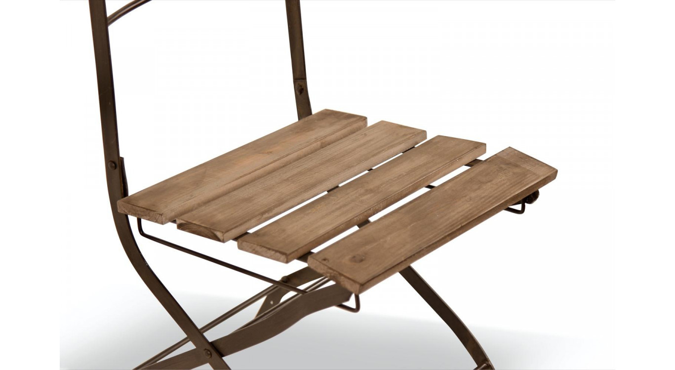 Chaise Bois Fer Forgé Marron 40x50.5x92.5cm