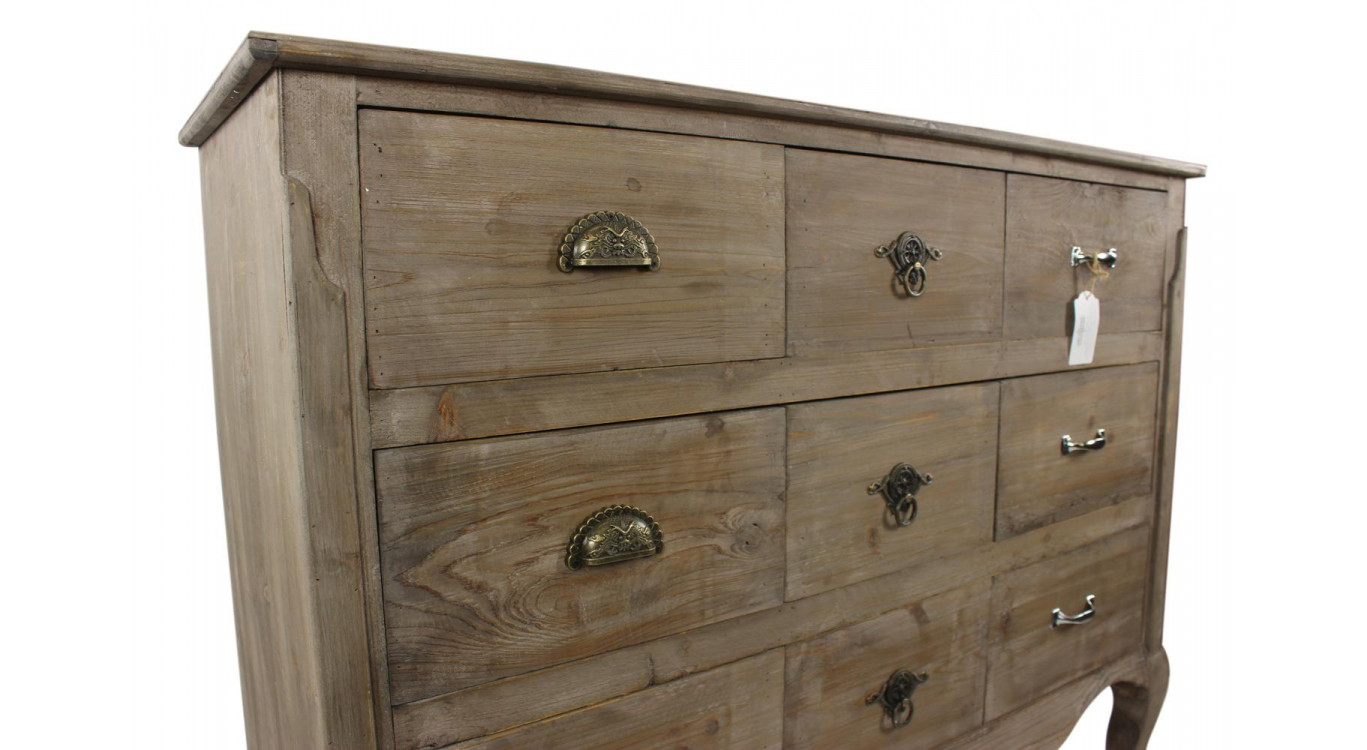 Unterschrank Aufbewahrung Holz 9 Schubladen 121x40x94cm