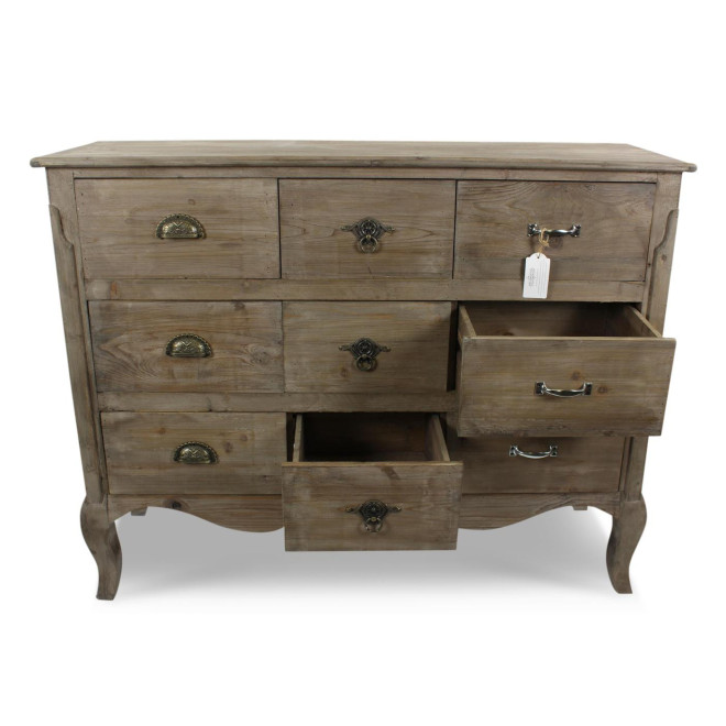 Unterschrank Aufbewahrung Holz 9 Schubladen 121x40x94cm