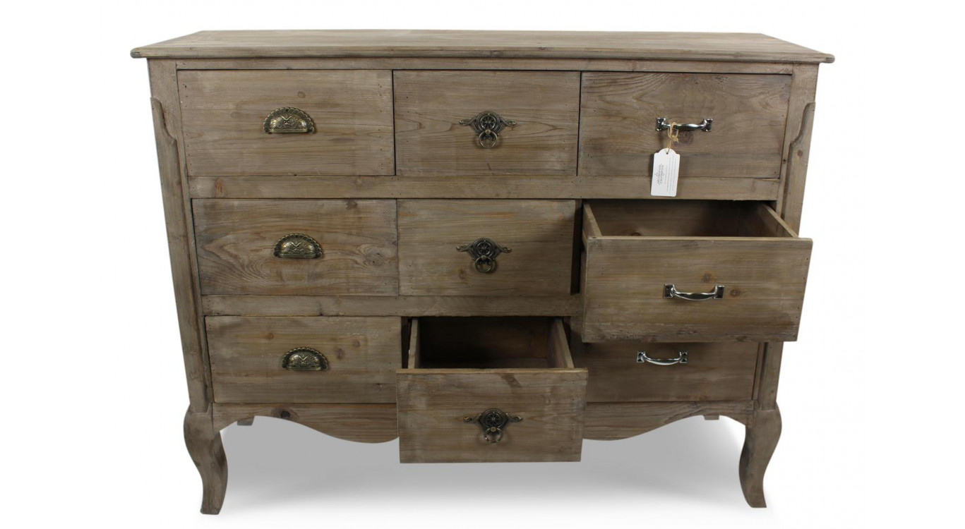 Unterschrank Aufbewahrung Holz 9 Schubladen 121x40x94cm