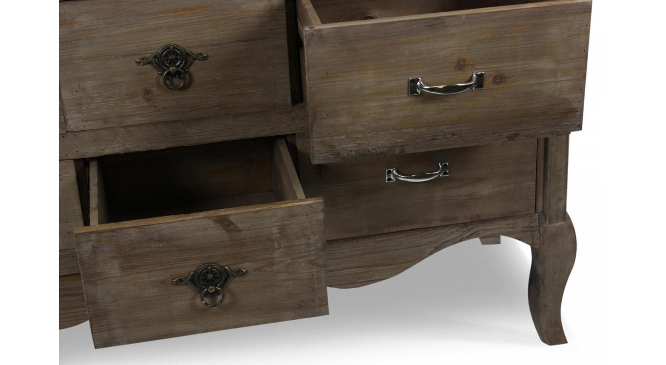 Unterschrank Aufbewahrung Holz 9 Schubladen 121x40x94cm