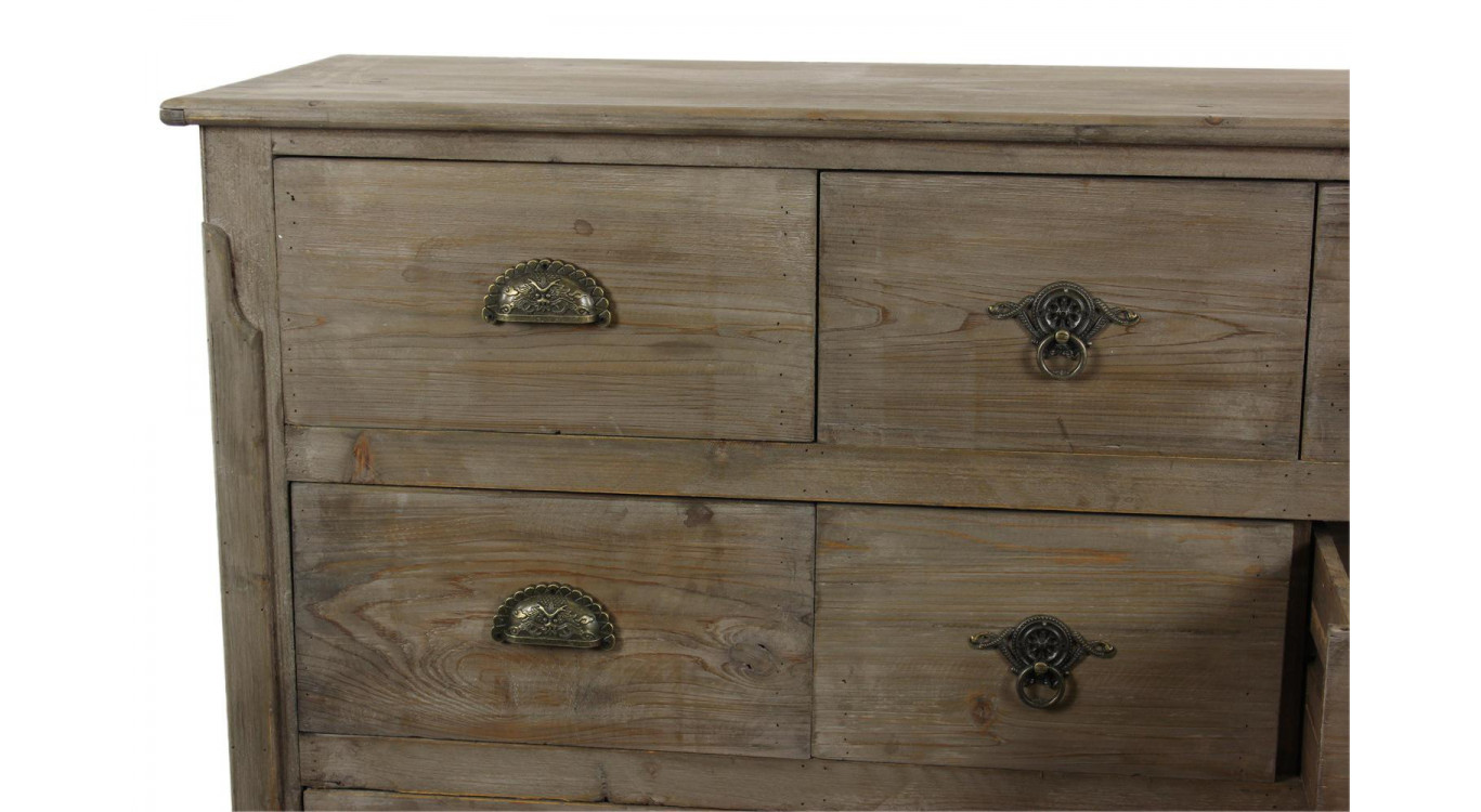 Unterschrank Aufbewahrung Holz 9 Schubladen 121x40x94cm