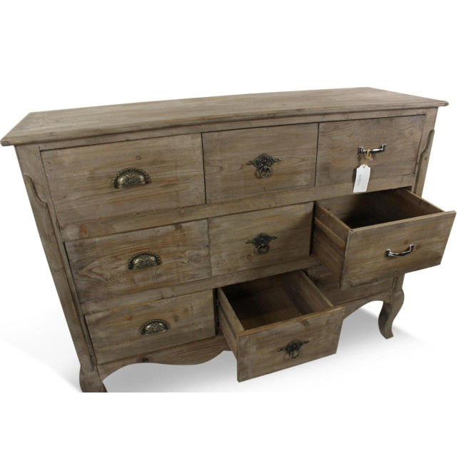 Unterschrank Aufbewahrung Holz 9 Schubladen 121x40x94cm