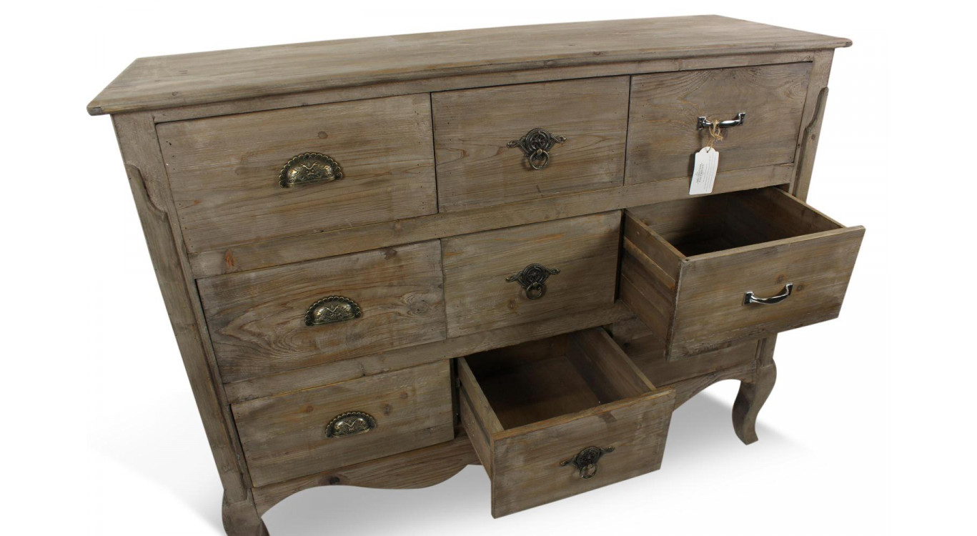Unterschrank Aufbewahrung Holz 9 Schubladen 121x40x94cm