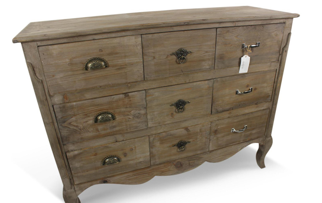 Unterschrank Aufbewahrung Holz 9 Schubladen 121x40x94cm