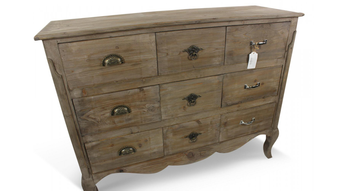 Unterschrank Aufbewahrung Holz 9 Schubladen 121x40x94cm