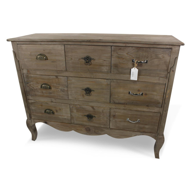 Unterschrank Aufbewahrung Holz 9 Schubladen 121x40x94cm
