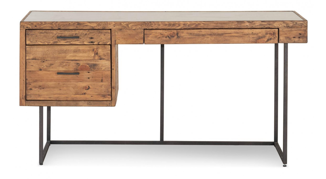 Schreibtisch 3 Schubladen Holz Metall Braun 150x60x76cm