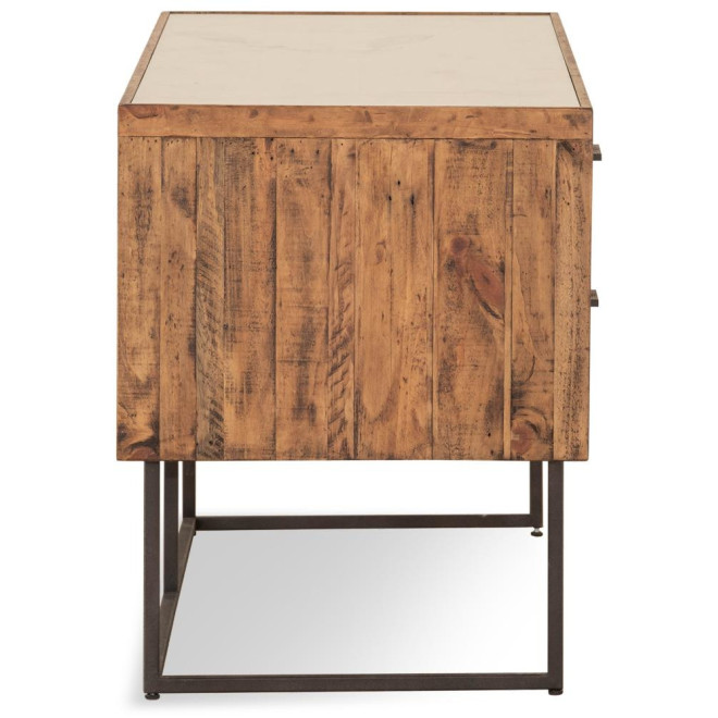 Bureau 3 Tiroirs Bois Métal Marron 150x60x76cm