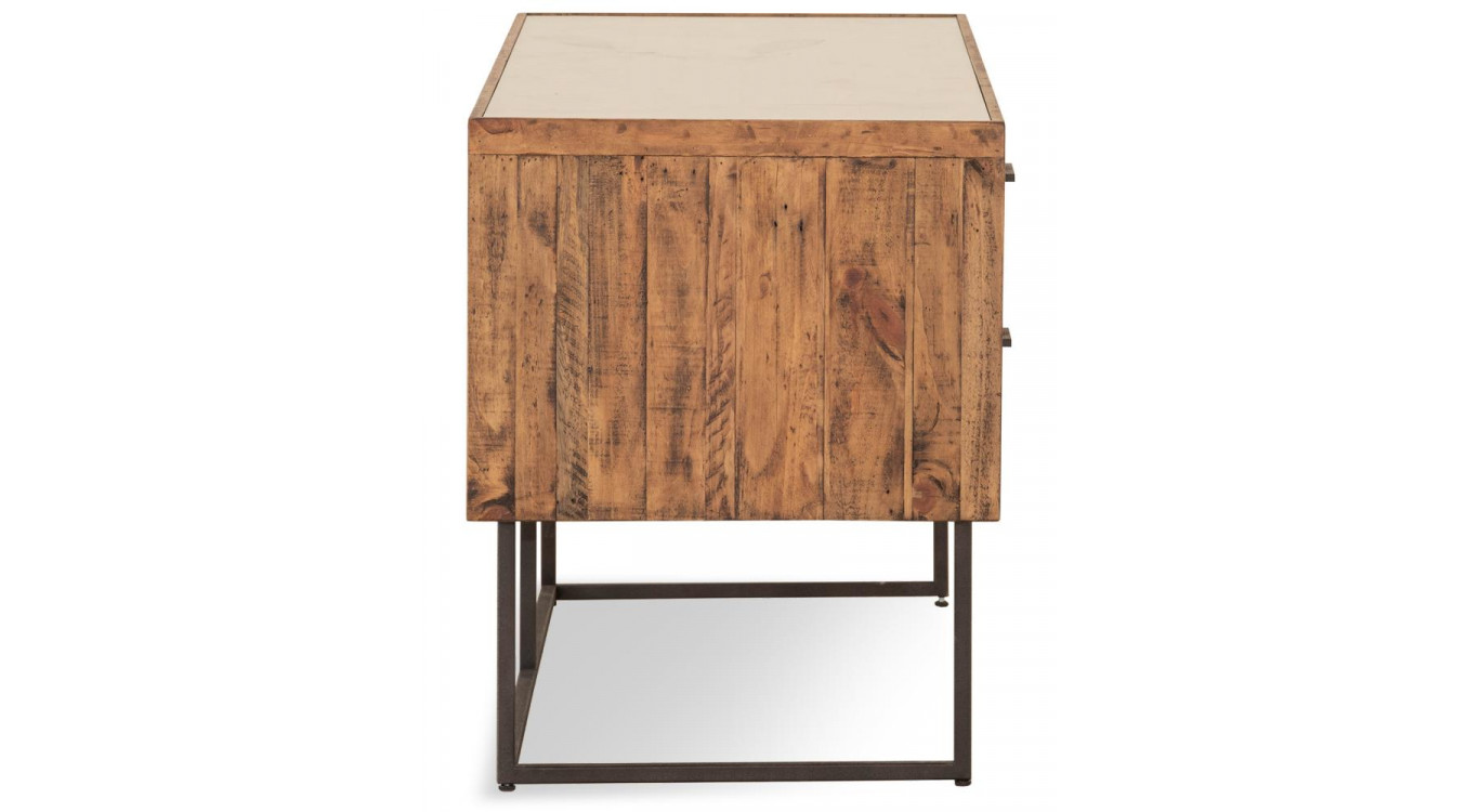 Schreibtisch 3 Schubladen Holz Metall Braun 150x60x76cm
