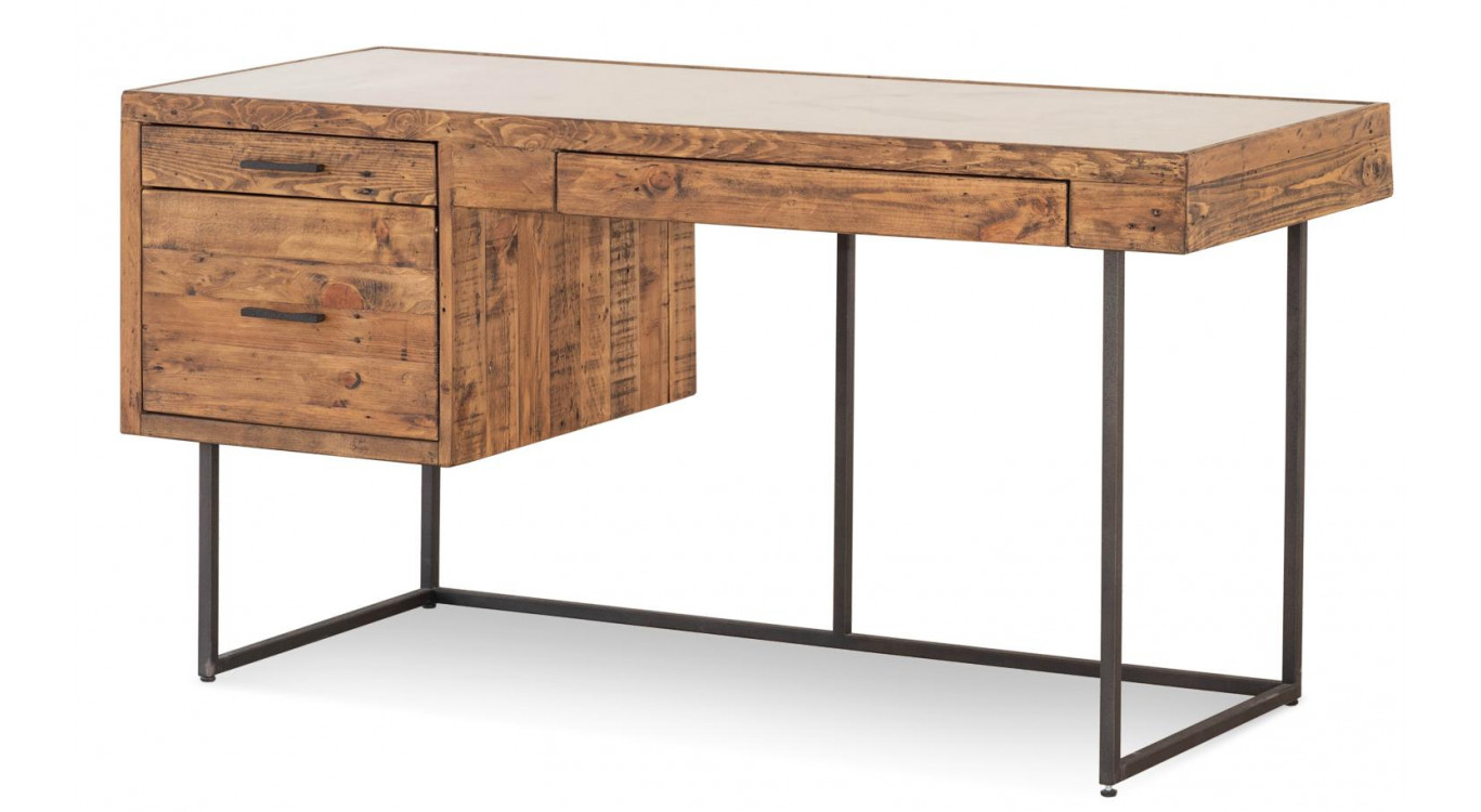Schreibtisch 3 Schubladen Holz Metall Braun 150x60x76cm