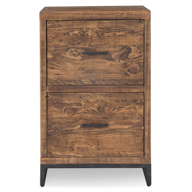 Nachttisch mit 2 Schubladen Holz Metall Braun 50x42x81cm