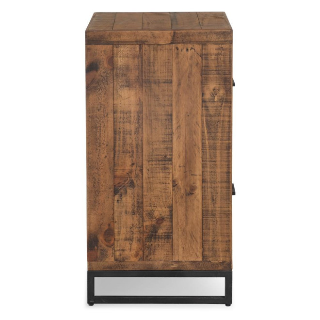 Table De Chevet 2 Tiroirs Bois Métal Marron 50x42x81cm