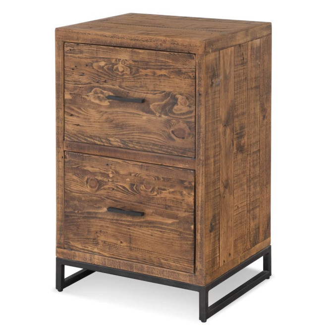 Nachttisch mit 2 Schubladen Holz Metall Braun 50x42x81cm
