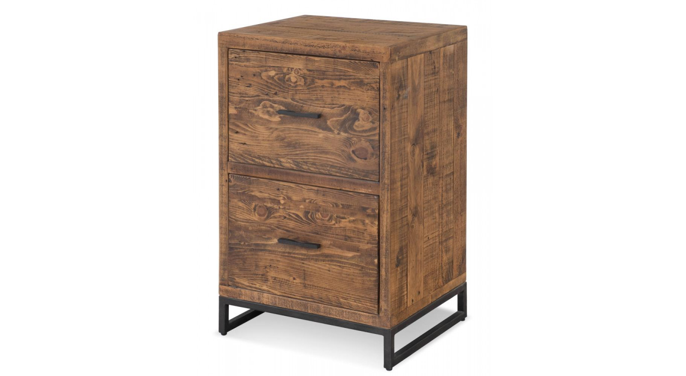 Nachttisch mit 2 Schubladen Holz Metall Braun 50x42x81cm