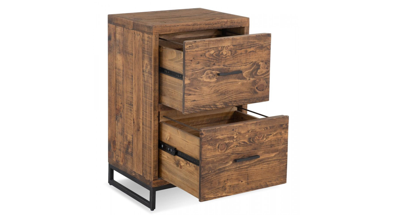 Nachttisch mit 2 Schubladen Holz Metall Braun 50x42x81cm