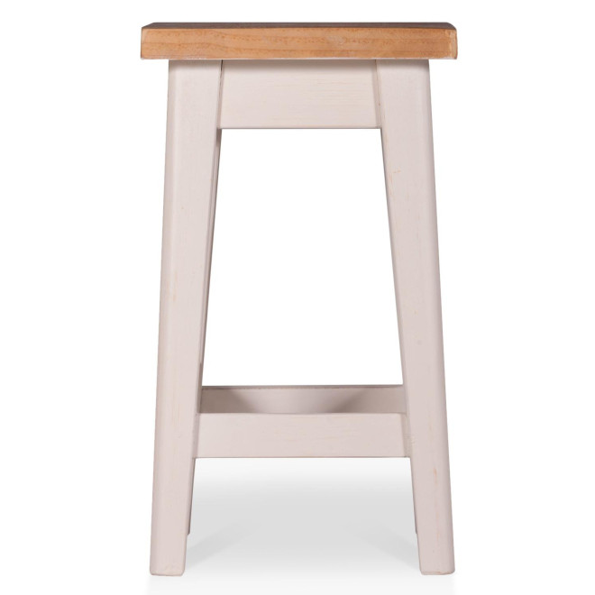 Lot de 2 Tabourets Bois Blanc 35x35x61cm