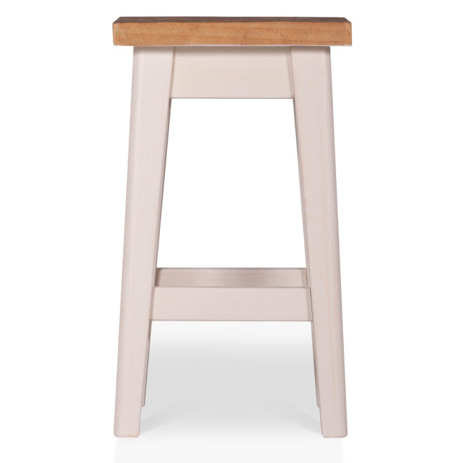 Lot de 2 Tabourets Bois Blanc 35x35x61cm