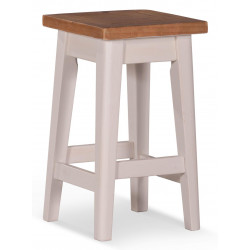 Lot de 2 Tabourets Bois Blanc 35x35x61cm