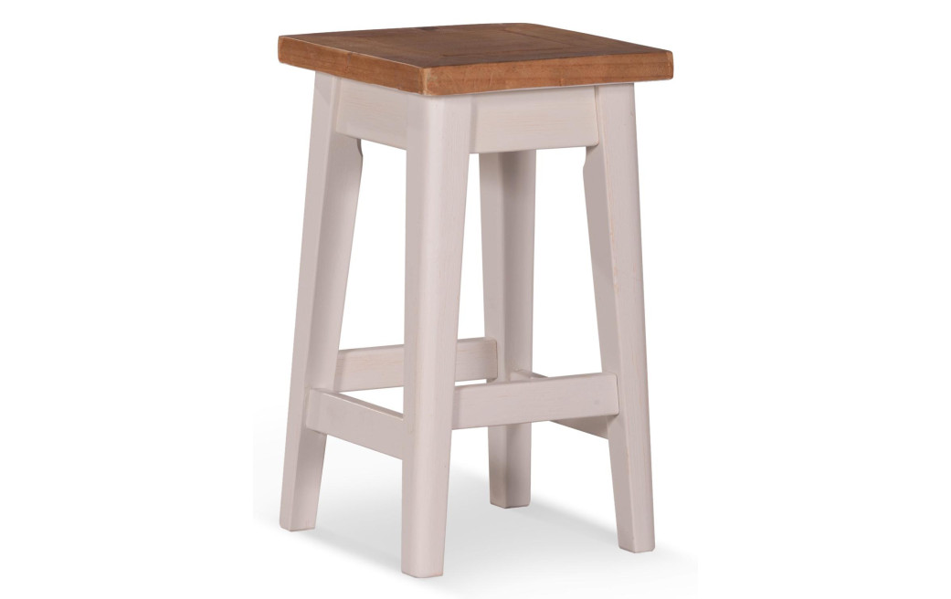 Lot de 2 Tabourets Bois Blanc 35x35x61cm