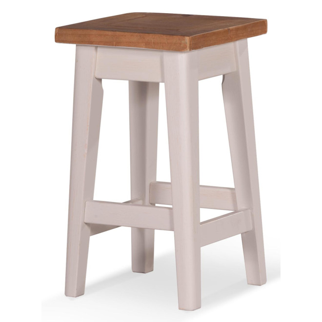 Lot de 2 Tabourets Bois Blanc 35x35x61cm