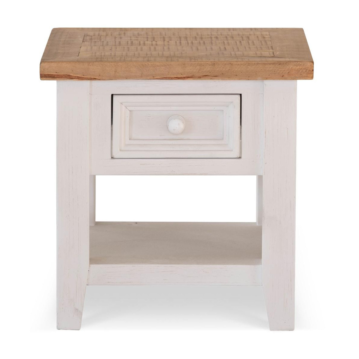 Table De Chevet 1 Tiroir Bois Blanc 50x50x50cm