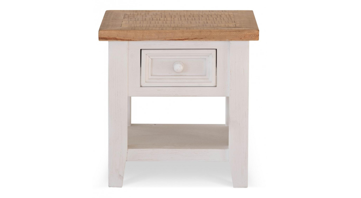 Table De Chevet 1 Tiroir Bois Blanc 50x50x50cm