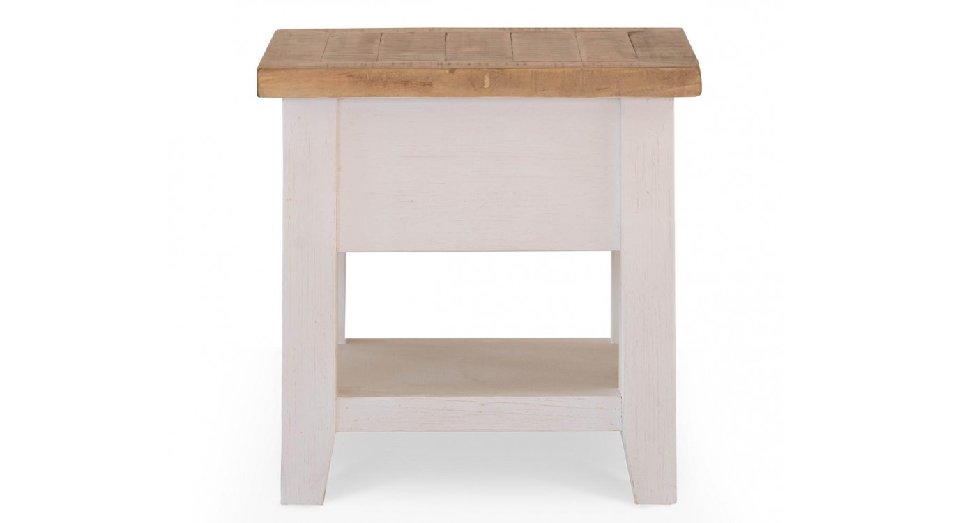 Table De Chevet 1 Tiroir Bois Blanc 50x50x50cm