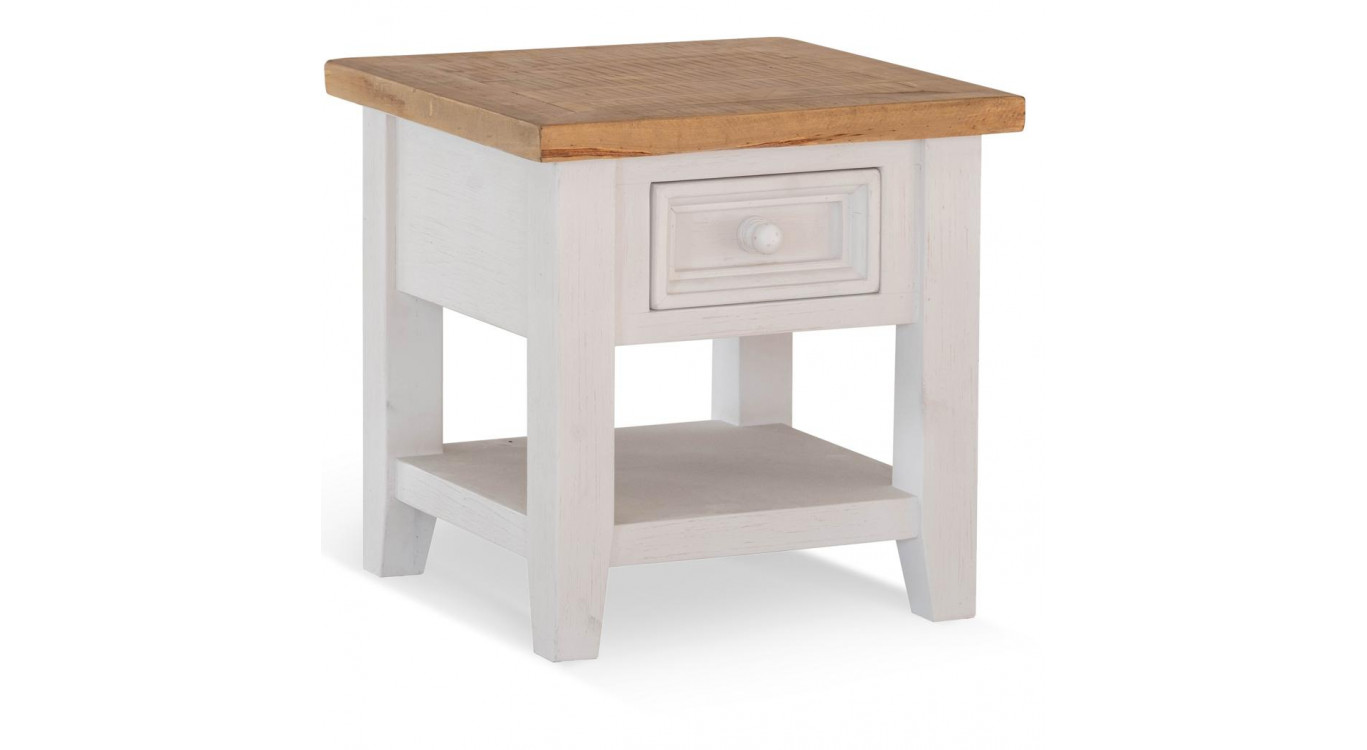 Table De Chevet 1 Tiroir Bois Blanc 50x50x50cm