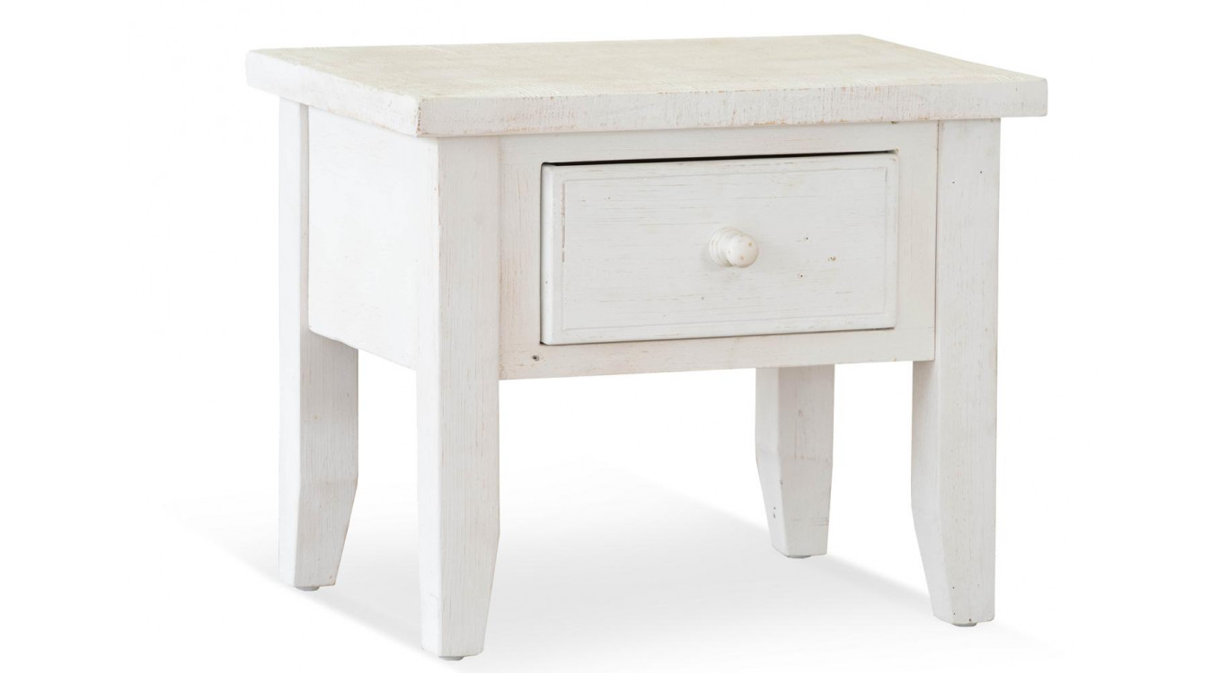Table De Chevet 1 Tiroir Bois Blanc 60x44x50cm