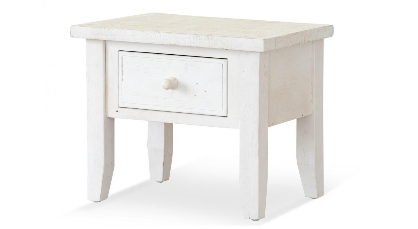 Table De Chevet 1 Tiroir Bois Blanc 60x44x50cm