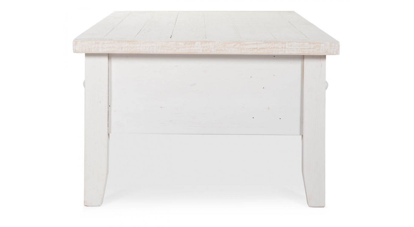 Table Basse 3 Tiroirs Bois Blanc 140x70x45cm