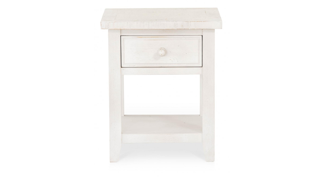 Table De Chevet 1 Tiroir Bois Blanc 50x45x60cm