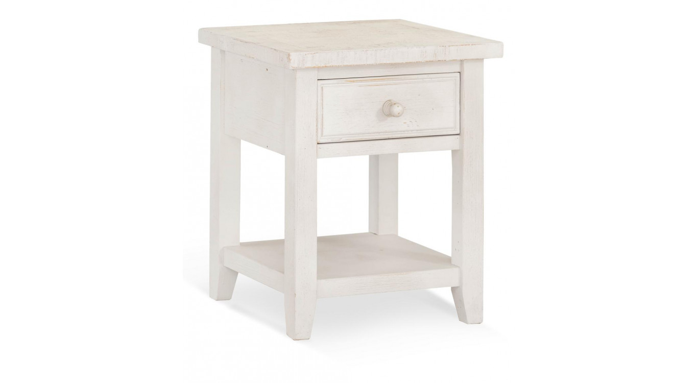 Table De Chevet 1 Tiroir Bois Blanc 50x45x60cm