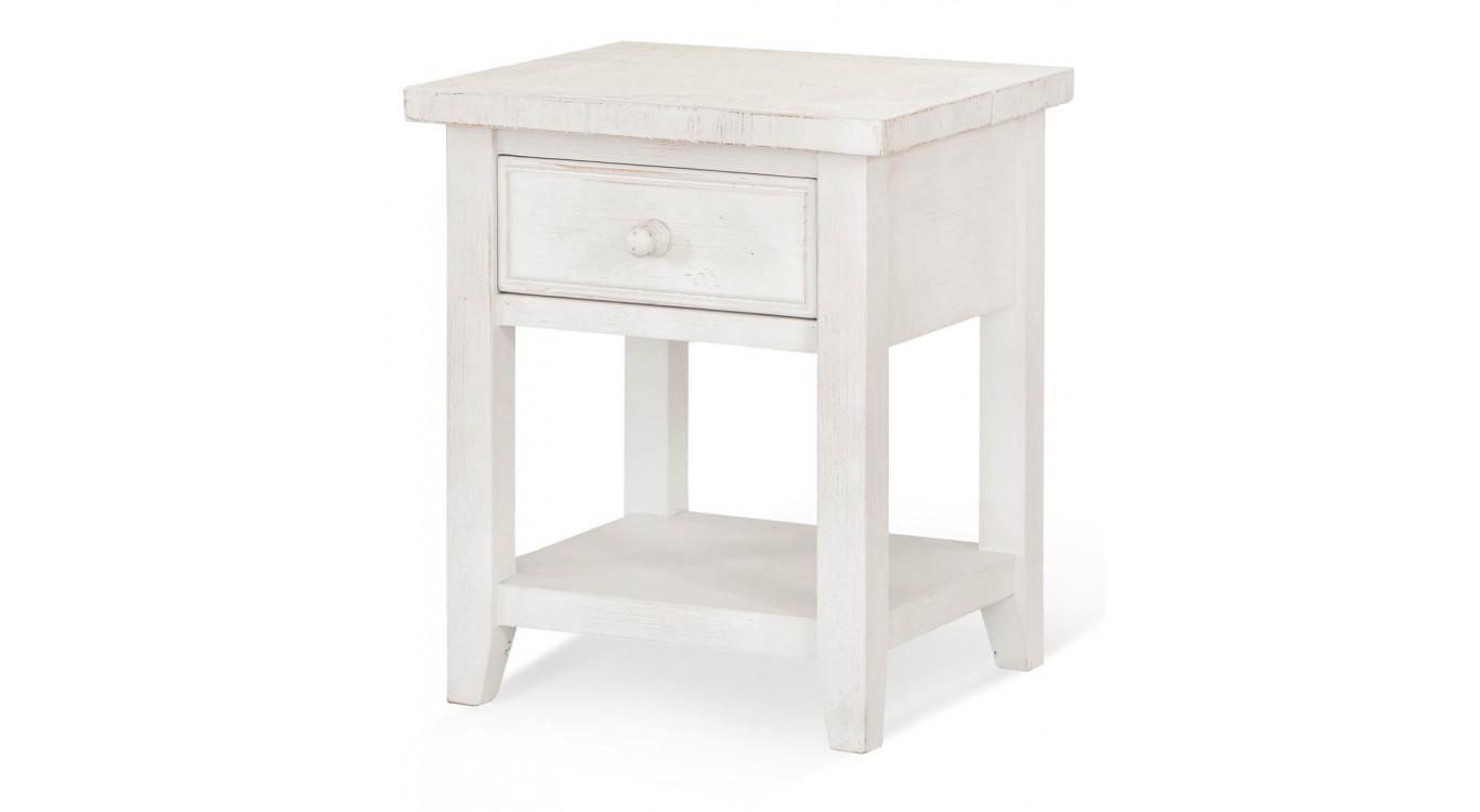 Table De Chevet 1 Tiroir Bois Blanc 50x45x60cm
