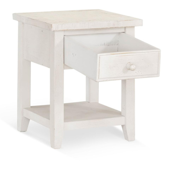 Table De Chevet 1 Tiroir Bois Blanc 50x45x60cm
