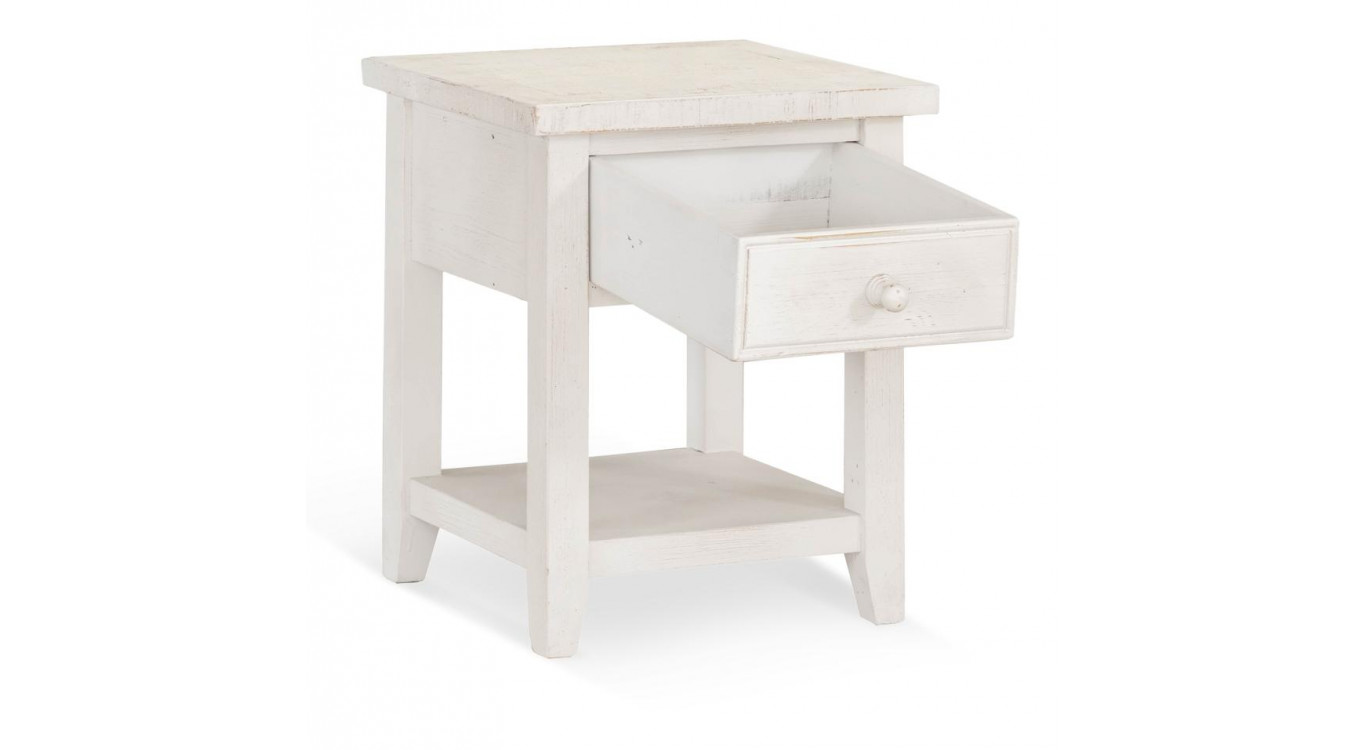 Table De Chevet 1 Tiroir Bois Blanc 50x45x60cm