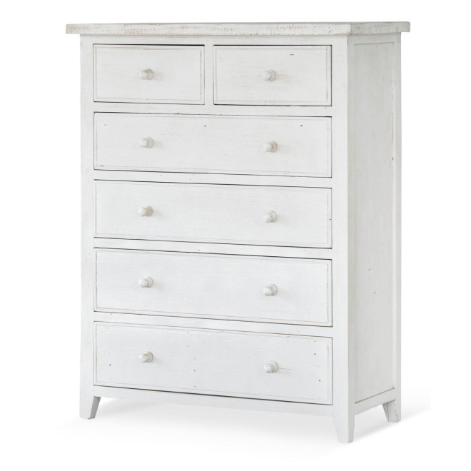 Commode 6 Tiroirs Bois Blanc 100x45x129cm