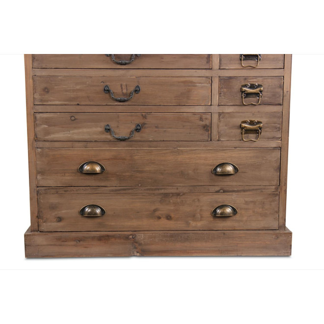 Meuble Semainier Chiffonnier Grainetier Bois 27 Tiroirs Marron 81x37.5x109.5cm