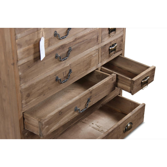 Meuble Semainier Chiffonnier Grainetier Bois 27 Tiroirs Marron 81x37.5x109.5cm