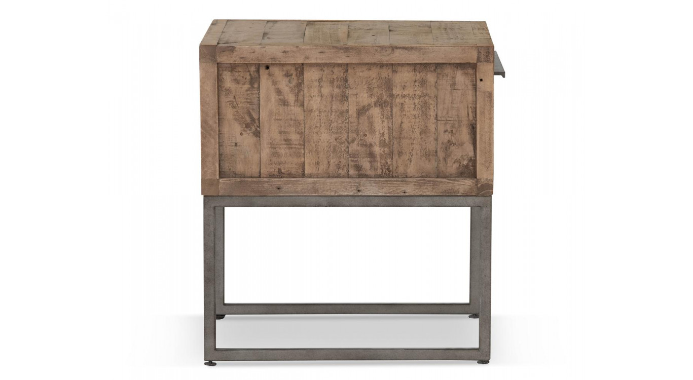 Table De Chevet 1 Tiroir Bois Métal Marron 50x50x55cm