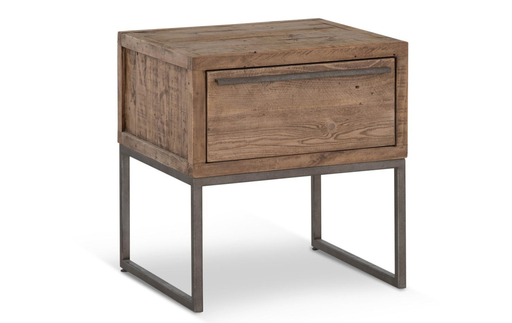 Table De Chevet 1 Tiroir Bois Métal Marron 50x50x55cm