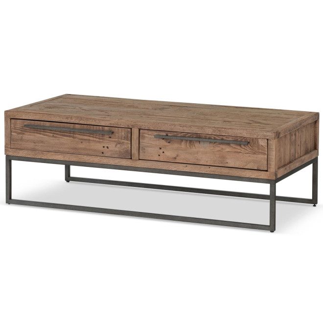 Couchtisch 2 Schubladen Holz Metall Braun 120x60x40cm