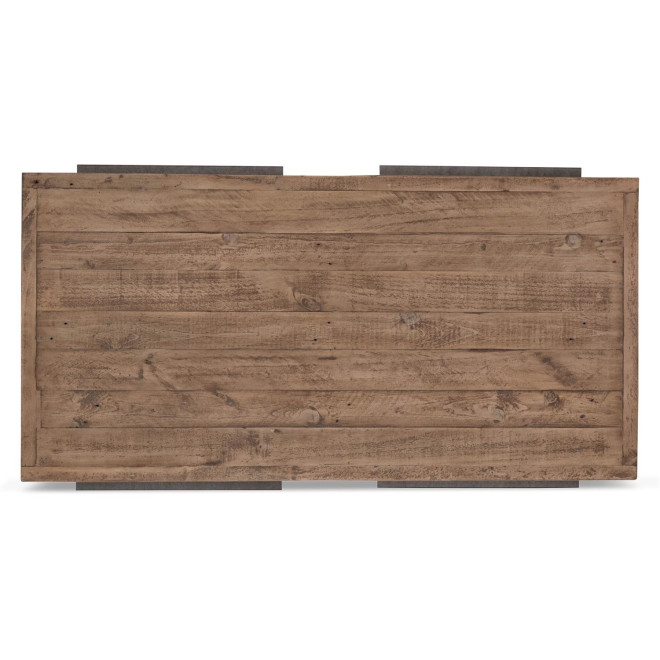 Table Basse 2 Tiroirs Bois Métal Marron 120x60x40cm