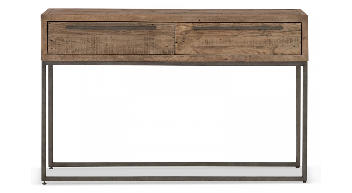 Konsole mit 2 Schubladen Holz Metall Braun 120x35x76cm