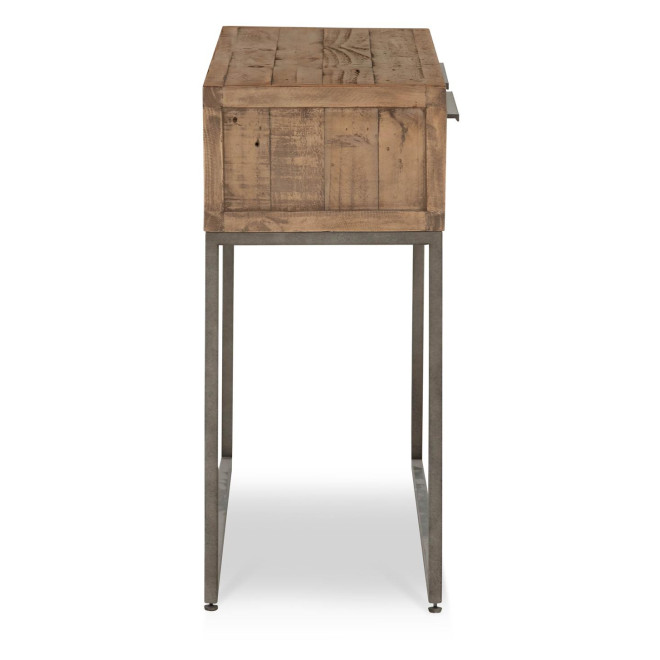 Console 2 Tiroirs Bois Métal Marron 120x35x76cm